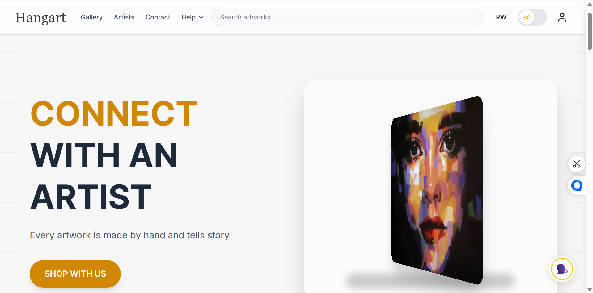 HangaArt landing page